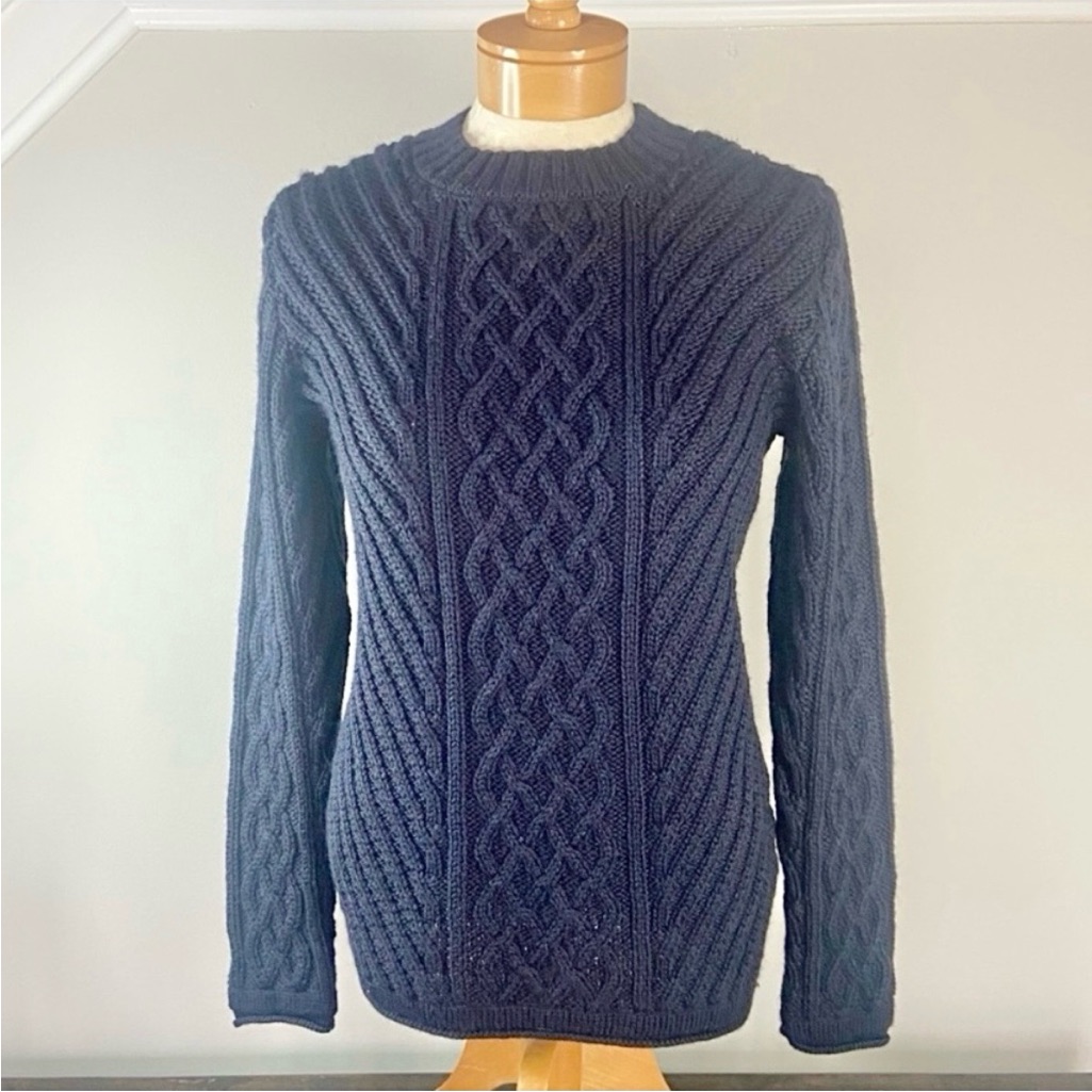 Saol Ireland Aran Tunic Sweater Navy Wool Blend Women’s Small New With Tags